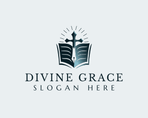 Theology - Bible Cross Scripture logo design