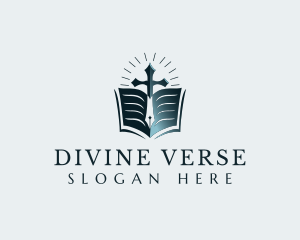Bible Cross Scripture logo design