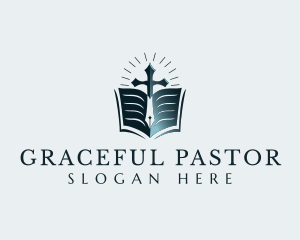Pastor - Bible Cross Scripture logo design