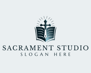 Sacrament - Bible Cross Scripture logo design