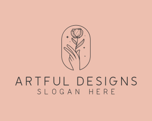 Hand Rosebud Florist logo design