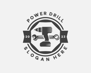 Drill - Mechanical Drill Wrench logo design