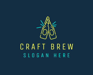 Beer - Neon Beer Bottles Bar Sign logo design