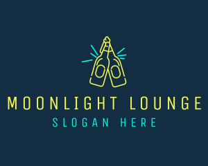 Nightclub - Neon Beer Bottles Bar Sign logo design