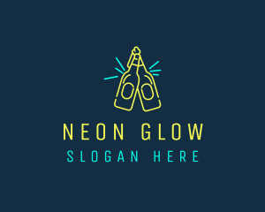 Neon - Neon Beer Bottles Bar Sign logo design