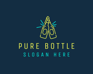 Bottle - Neon Beer Bottles Bar Sign logo design