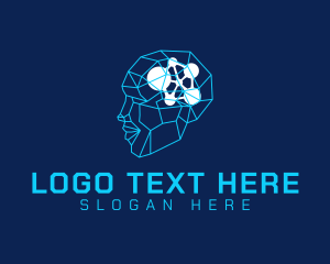 Intelligence - Blue Geometric Smart Head logo design