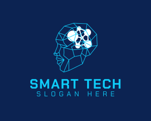Smart - Blue Geometric Smart Head logo design