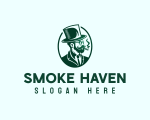 Smoking Gentleman Mustache logo design