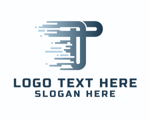 Pixelated - Fast Blue Letter T logo design