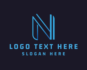 Gradient - Modern Digital Letter N logo design