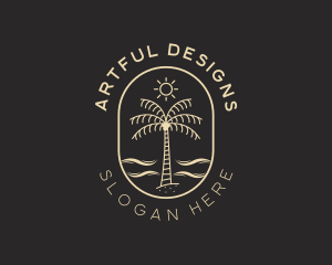 Palm Tree Beach Resort logo design