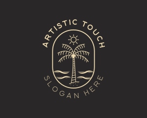 Palm Tree Beach Resort logo design