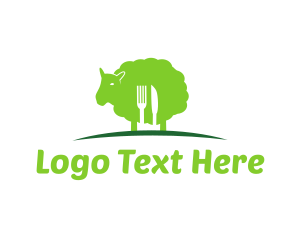 Vegan Meat - Lamb Fork & Knife logo design