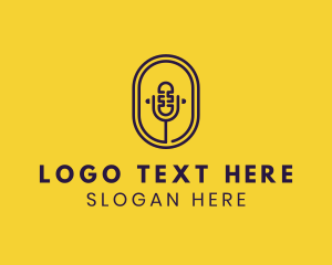 Talk - Oval Podcast Microphone logo design