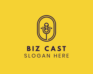 Podcast - Oval Podcast Microphone logo design
