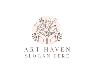 Floral Bouquet Hand logo design