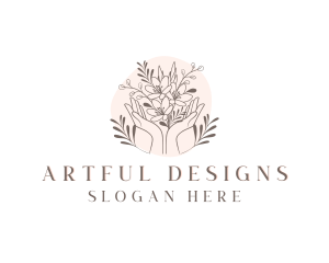 Floral Bouquet Hand logo design