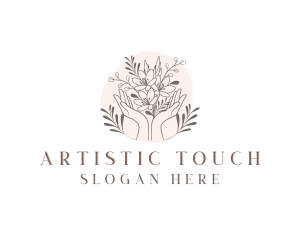 Floral Bouquet Hand logo design