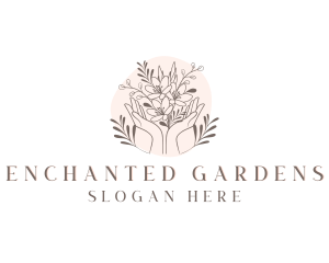 Floral Bouquet Hand logo design