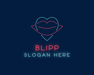 Emblem - Heart Lips Stripper logo design