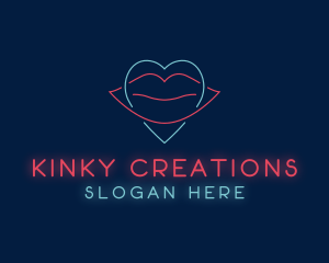 Kinky - Heart Lips Stripper logo design