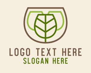 Vegan Wine Glass Drink Logo