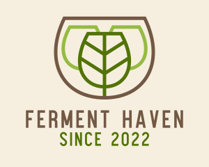 Fermentation - Vegan Wine Glass Drink logo design