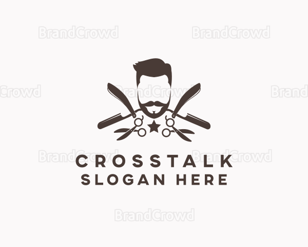 Hipster Gentleman Barber Logo