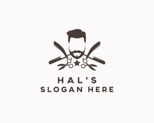 Hipster Gentleman Barber Logo