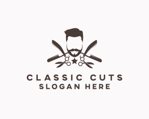 Hipster Gentleman Barber logo design