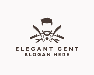 Gentleman - Hipster Gentleman Barber logo design