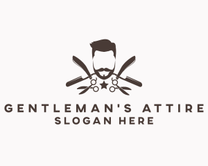 Hipster Gentleman Barber logo design