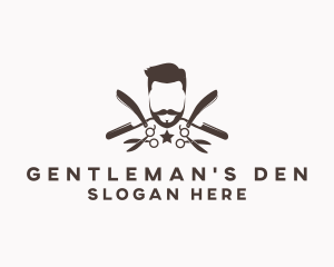 Hipster Gentleman Barber logo design