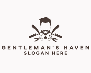 Hipster Gentleman Barber logo design