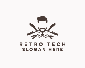 Hipster Gentleman Barber logo design