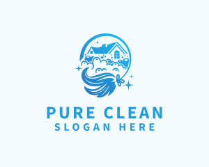 House Cleaning Maintenance Broom logo design