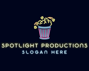 Show - Neon Popcorn Snack logo design