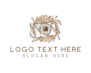 Photographer - Floral Camera Leaf logo design