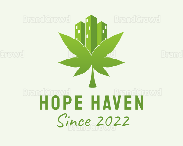 Green Skyscraper Marijuana Logo