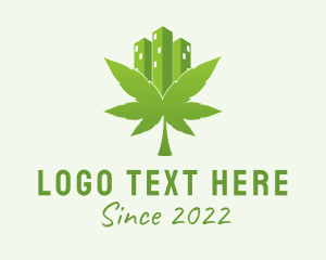 Skyline - Green Skyscraper Marijuana logo design