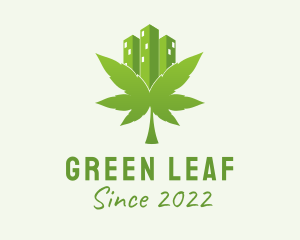 Green Skyscraper Marijuana  logo design