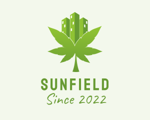 Building - Green Skyscraper Marijuana logo design