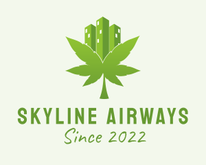 Green Skyscraper Marijuana  logo design