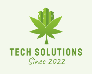Hemp - Green Skyscraper Marijuana logo design