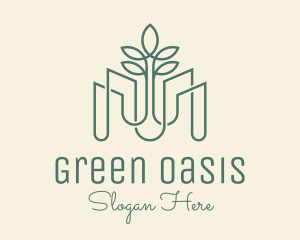 Green Monoline Plant Pots logo design