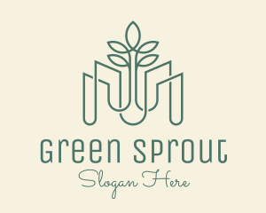 Sapling - Green Monoline Plant Pots logo design