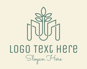 Tree - Green Monoline Plant Pots logo design