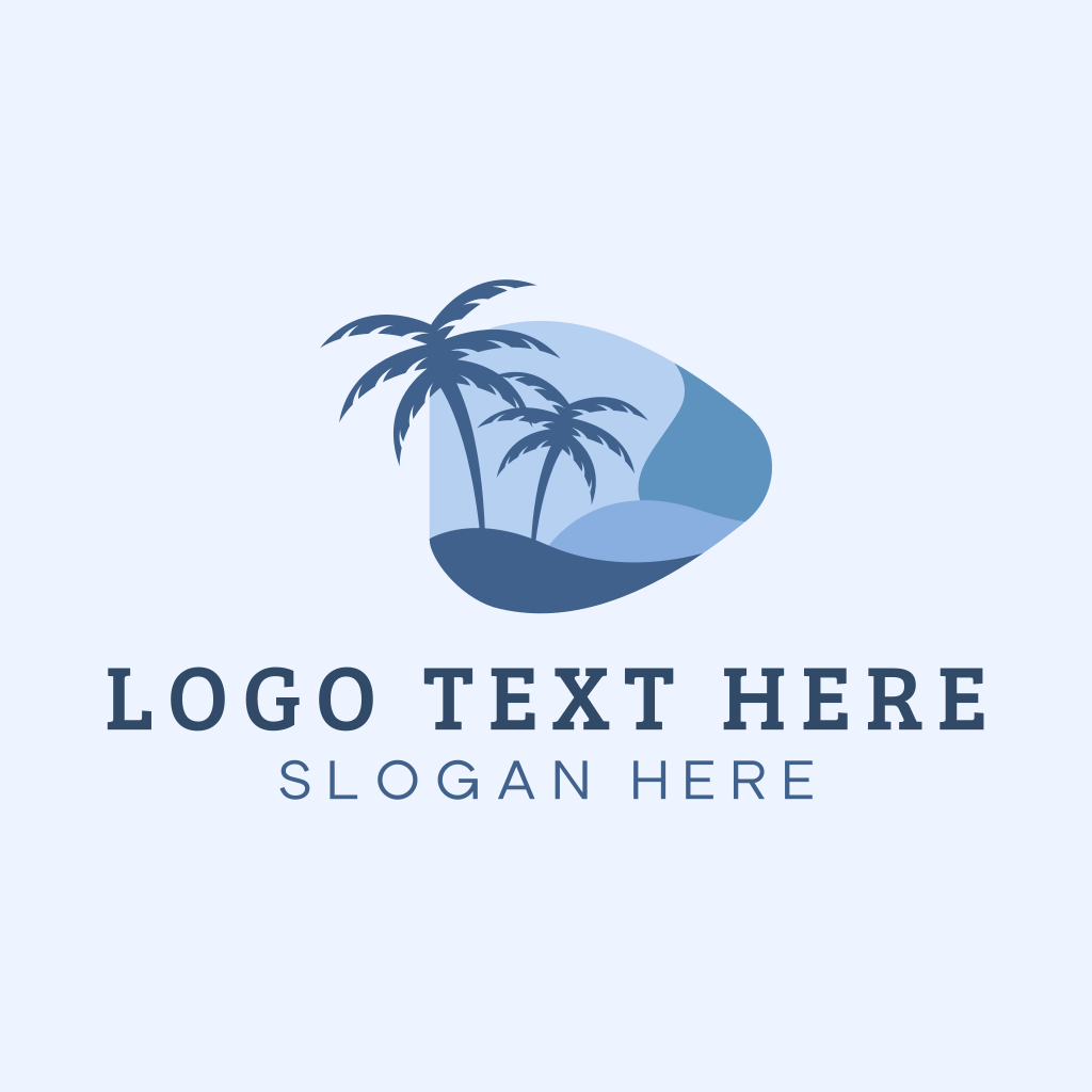 Blue Tropical Beach Logo 