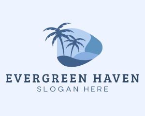 Trees - Blue Tropical Beach logo design